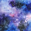 Bright painted watercolor space texture. Hand drawn background with text place