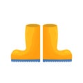 Bright pair of gumboots in yellow colour isolated on white background, clean and glossy stock vector illustration