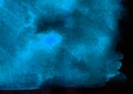 Bright paper textured light blue neon watercolor on deep dark background. Aquarelle painted lightning night sky and thunder storm Royalty Free Stock Photo