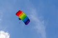 Bright parachutist on the background of blue sky Royalty Free Stock Photo