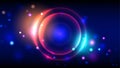 Bright party background, neon glowing circles abstract multicolor round frame, bokeh