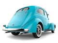 Bright pastel blue old vintage car - back view closeup shot Royalty Free Stock Photo