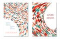 Bright patchwork from multi-colored triangles. Unusual colorful design for cover or background. Set of two templates Royalty Free Stock Photo