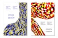Bright patchwork from multi-colored triangles. Unusual colorful design for cover or background. Set of two templates Royalty Free Stock Photo