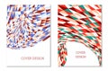 Bright patchwork from multi-colored triangles. Unusual colorful design for cover or background. Set of two templates Royalty Free Stock Photo