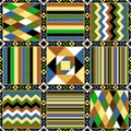 Bright patchwork pattern of nine squares. Vector design