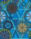 Bright pattern of circles and triangles Royalty Free Stock Photo