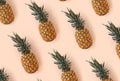 Bright pattern of many pineapples on a trendy soft beige pink background