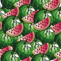 A bright pattern with sweet watermelons.