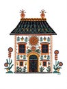 Bright Patterned Folk Art House on White Royalty Free Stock Photo