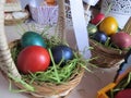 Pearl Easter eggs in baskets