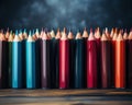 Bright pencils in a creative formation against a blackboard background, education pictures for website