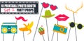 Bright photo booth props icon set vector illustration