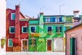 Bright picturesque houses on the island of Burano, Venice