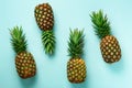 Bright pineapple pattern for minimal style. Top View. Pop art design, creative concept. Copy Space. Banner. Fresh Royalty Free Stock Photo