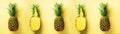 Bright pineapple pattern for minimal style. Top View. Pop art design, creative concept. Copy Space. Fresh pineapples on Royalty Free Stock Photo