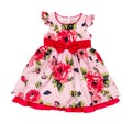 Bright pink baby dress in floral print Royalty Free Stock Photo