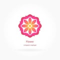 Bright pink beautiful circular logo for boutique, flower shop, business, interior. Company mark, emblem, element. Simple geometric