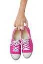 Bright Pink Canvas Shoes Handle.