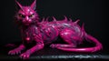 Bright Pink Cat Sculpture In Hyper-realistic Sci-fi Style
