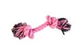 Bright Pink Dog Soft Material Braid Rope Toy For Puppy Game Isolated On White Background.