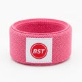 Bright pink elastic band with bst logo Royalty Free Stock Photo
