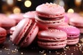 Bright pink French sweets macaroons