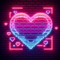 Bright pink heart shapes pulse flirty beats for 80s couple Generative AI Royalty Free Stock Photo