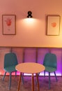 Bright and pink interiordesign for a coffee shop, bakery, cafe, co-working space