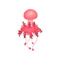 Bright pink jellyfish. Beautiful marine creature with long tentacles and umbrella-shaped body. Underwater life theme Royalty Free Stock Photo