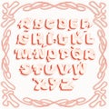 Bright pink letters of the Latin alphabet, with imitation of volume