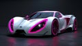 The bright pink neon racing stripe on this elegant white car merges the clic racing style with a fun and playful twist Royalty Free Stock Photo