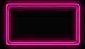 Bright pink neon rectangle frame glowing against a dark black background Royalty Free Stock Photo