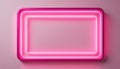 Bright pink neon rectangle frame glowing on a soft pink background Royalty Free Stock Photo