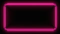 Bright pink neon rectangular border with rounded corners on black background Royalty Free Stock Photo