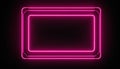 Bright pink neon rectangular frame with rounded corners on a black background Royalty Free Stock Photo