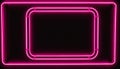 Bright pink neon rectangular frame with rounded corners on a dark background Royalty Free Stock Photo
