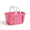 Bright Pink Plastic Shopping Basket with White Handles on White Background container Royalty Free Stock Photo