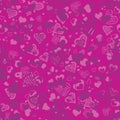 Bright pink seamless pattern with hearts
