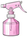 Bright pink spray bottle vector illustration with trigger and clear plastic body Royalty Free Stock Photo