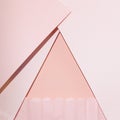 Bright pink tinted geometric background. Minimal fashion summer concept. Flat lay