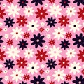 bright pink vibrant quirky Retro floral pattern in 60s in juicy colors