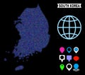 Pixel Halftone South Korea Map