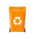 Bright Plastic Rubbish Bin with Recycling Sign