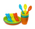 Bright plastic tableware Royalty Free Stock Photo