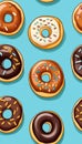 Bright and playful cartoon donuts with unique designs, topped with sprinkles, set against a solid color backdrop. Sweet and fun Royalty Free Stock Photo