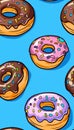 Bright and playful cartoon donuts with unique designs, topped with sprinkles, set against a solid color backdrop. Sweet and fun Royalty Free Stock Photo