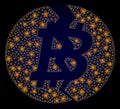 Bright Polygonal Net Broken Bitcoin with Glare Spots
