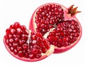Bright Pomegranate Half with Red Seeds on White Background Close Up Isolated Royalty Free Stock Photo