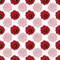 Bright poppy flowers seamless pattern design on white Royalty Free Stock Photo